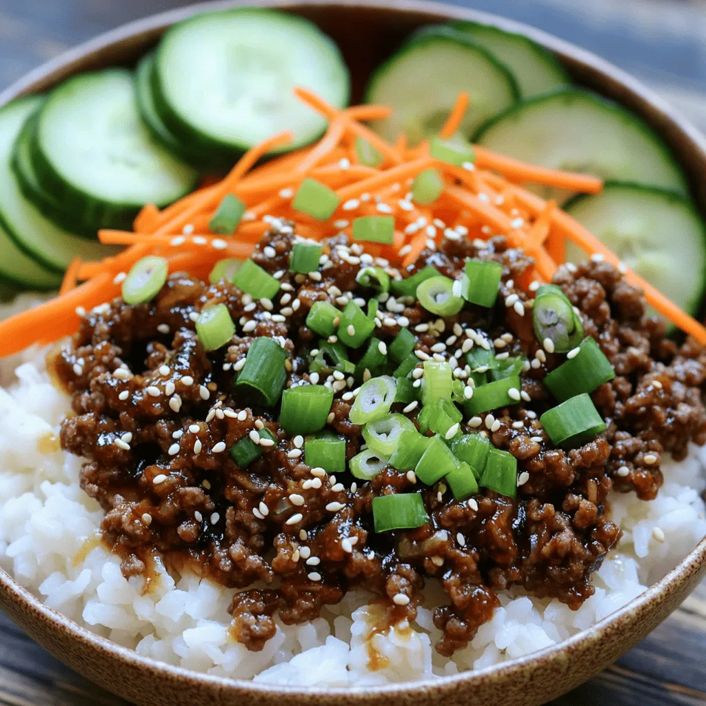 To make a Korean ground beef bowl, you need a few key ingredients. First, choose ground beef with a good fat content. I recommend an 80/20 blend. This ratio keeps the beef juicy.