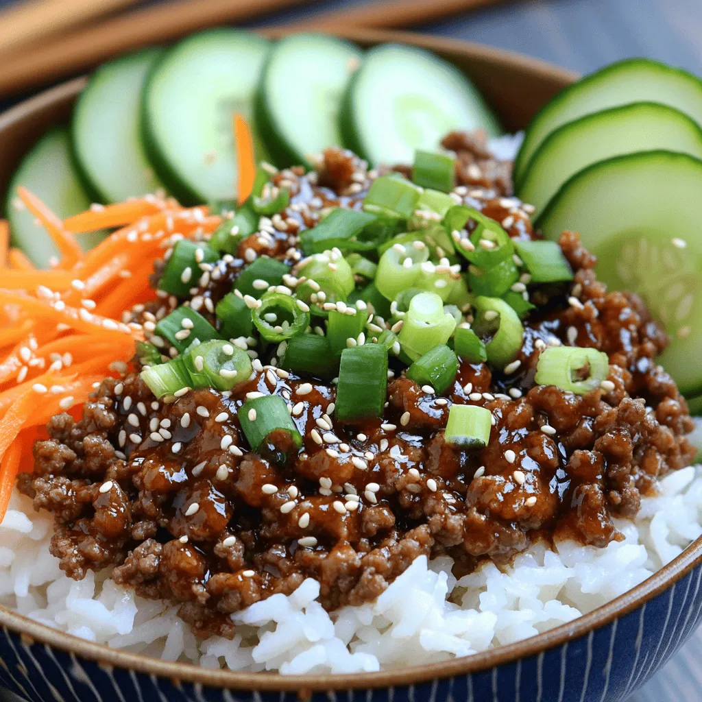 To make a Korean ground beef bowl, you need a few key ingredients. First, choose ground beef with a good fat content. I recommend an 80/20 blend. This ratio keeps the beef juicy.
