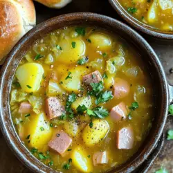 Hearty Ham Bone Soup with Potatoes and Cabbage Nourishing