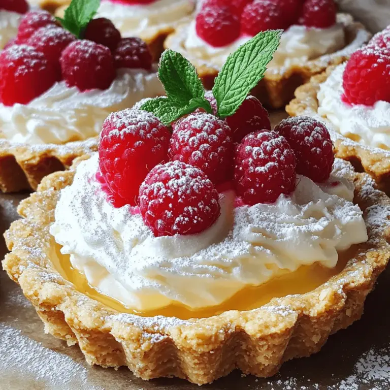 Vanilla cream tarts with fresh raspberries are sweet, creamy, and delightful. These tarts have a rich and smooth vanilla cream filling. The tart crust is buttery and flaky. Fresh raspberries add a bright, tangy flavor that balances the sweetness. You can enjoy these tarts as a dessert or a treat for special events.