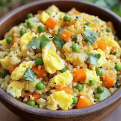 To make a great cauliflower fried rice recipe, you need a few key ingredients. First, the star is cauliflower. One medium head is perfect. You can turn it into rice-sized pieces by grating or processing it. This makes it a low-carb rice substitute.