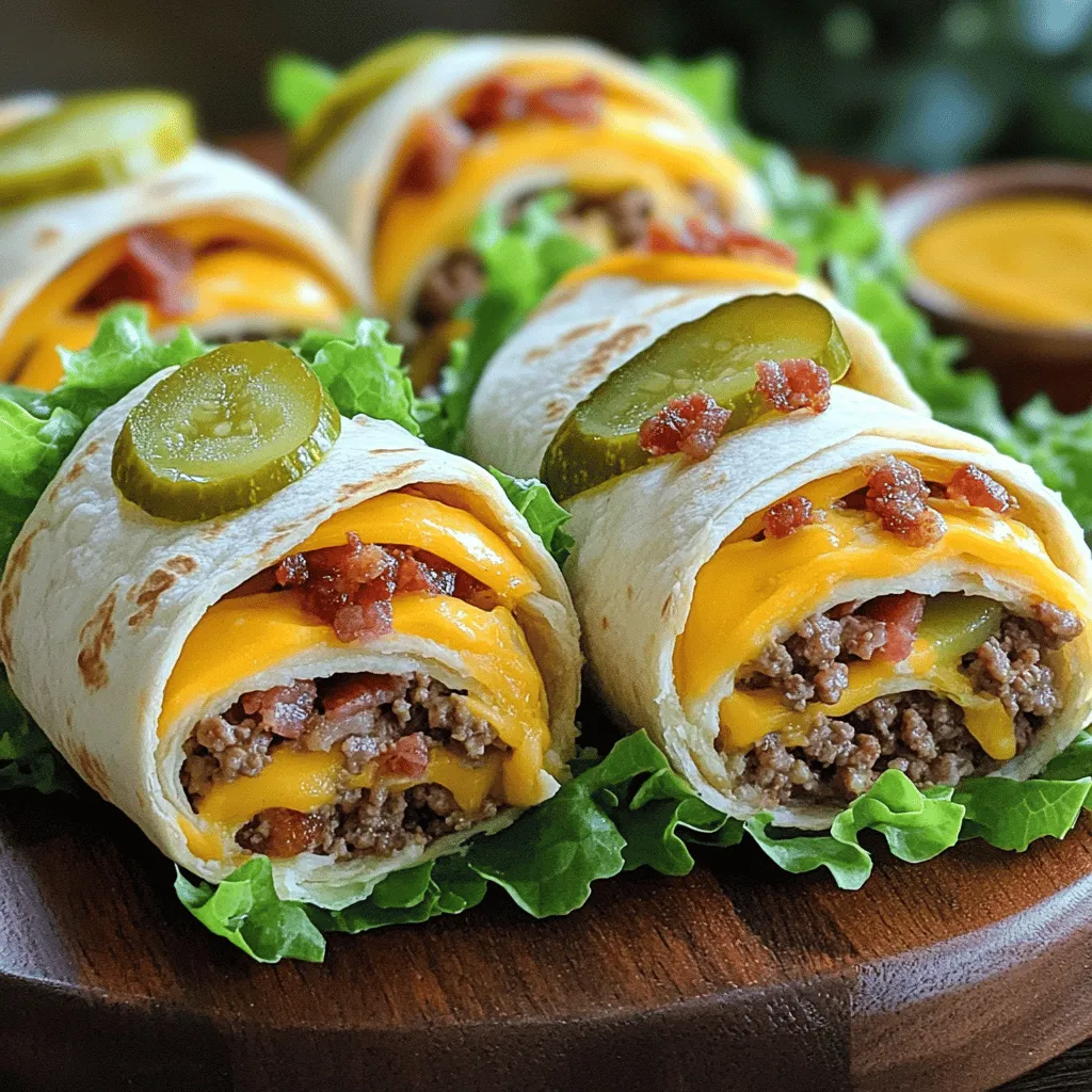 To make ultimate bacon cheeseburger tortilla roll-ups, you need several key ingredients. These ingredients create a rich and tasty filling.