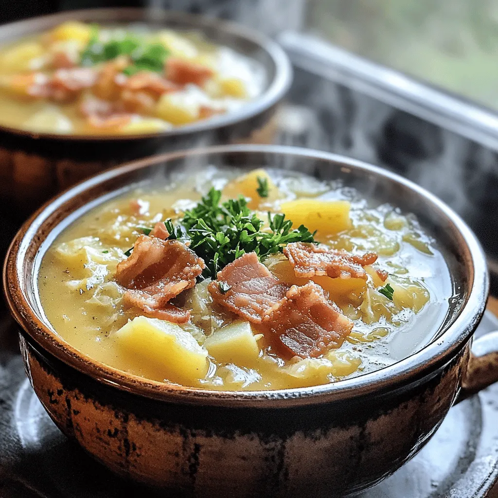 This soup is all about simple, hearty ingredients. The main stars are Irish bacon, cabbage, and potatoes. Each brings its own flavor and texture to the pot.