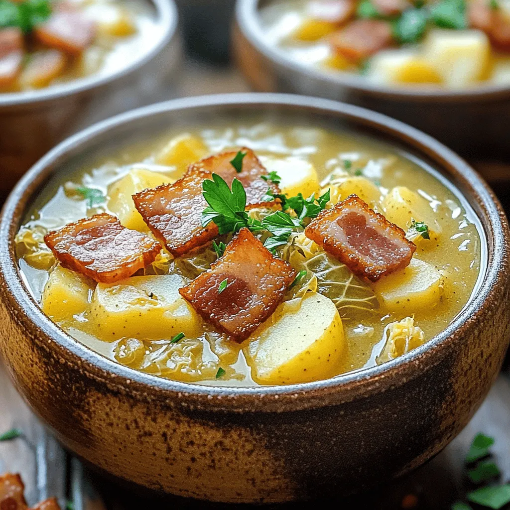 This soup is all about simple, hearty ingredients. The main stars are Irish bacon, cabbage, and potatoes. Each brings its own flavor and texture to the pot.