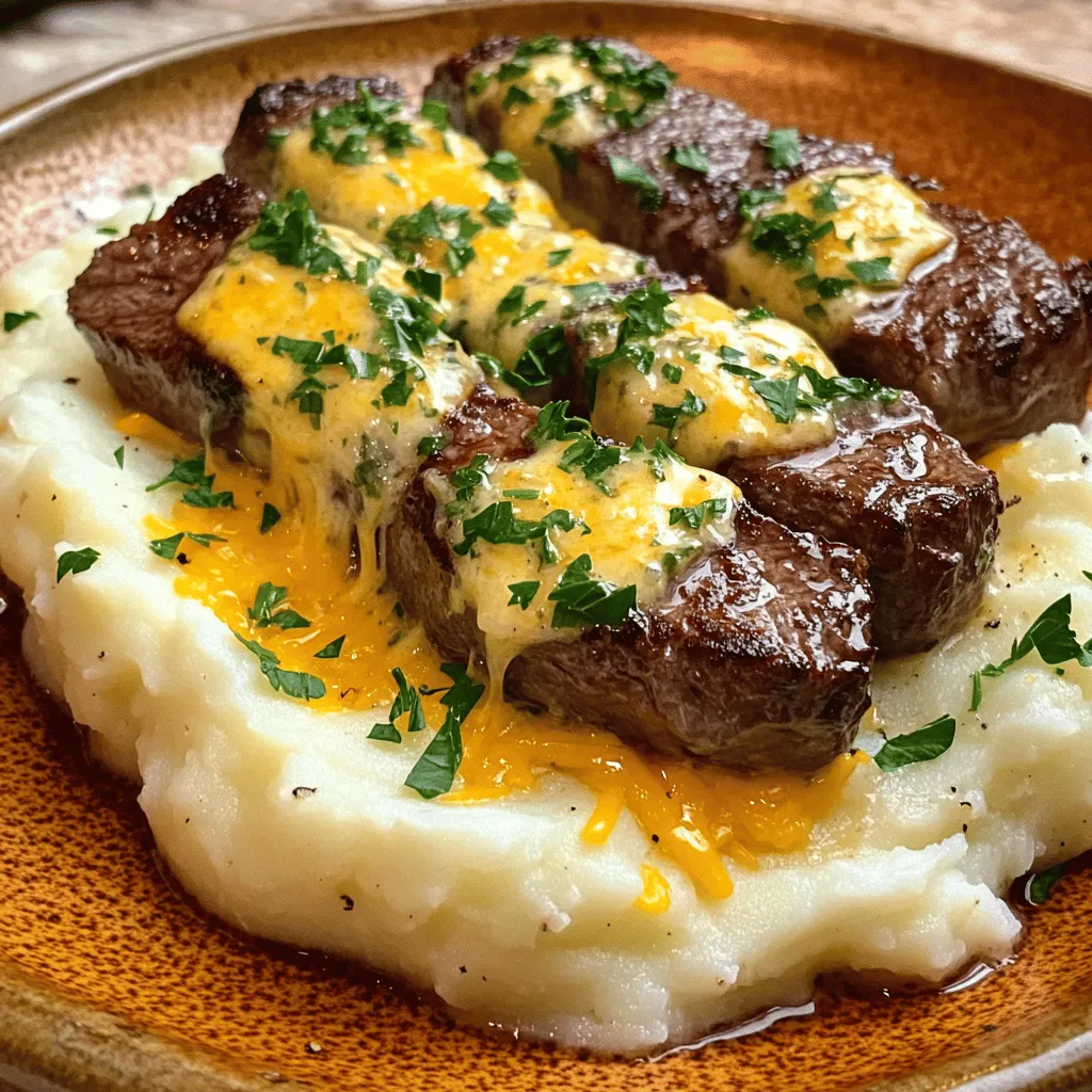 Juicy steak bites are a delight for any meal. To make them, start with the right ingredients. You will need 1 pound of sirloin steak cut into cubes, olive oil, and seasonings like salt and pepper. For the garlic herb butter, gather unsalted butter, minced garlic, and fresh herbs like rosemary, thyme, and parsley. These ingredients make the steak flavorful and tasty.