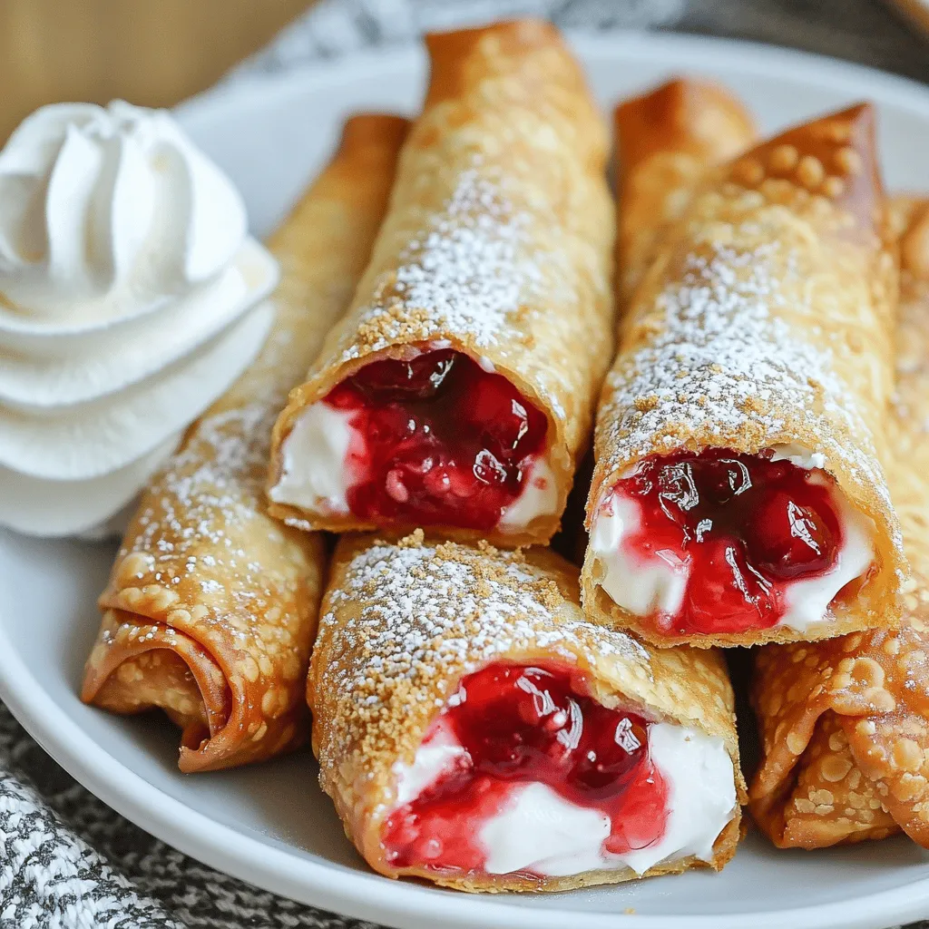 Cherry cheesecake egg rolls are a fun twist on classic cheesecake. They are crispy, sweet, and filled with creamy goodness. These treats combine the rich taste of cheesecake with the crunch of fried dough. You can enjoy them as a unique dessert or a fun snack.