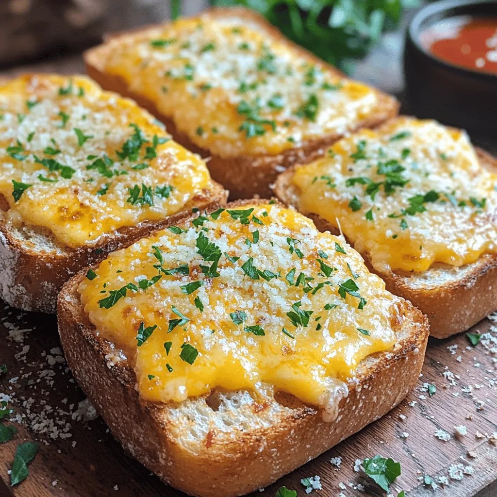 For a cheesy garlic bread recipe, you need a few key ingredients. The main star is a large loaf of crusty French bread. This bread gives you the perfect base. Next, you will need shredded mozzarella cheese and cheddar cheese. These cheeses melt well and add great flavor.