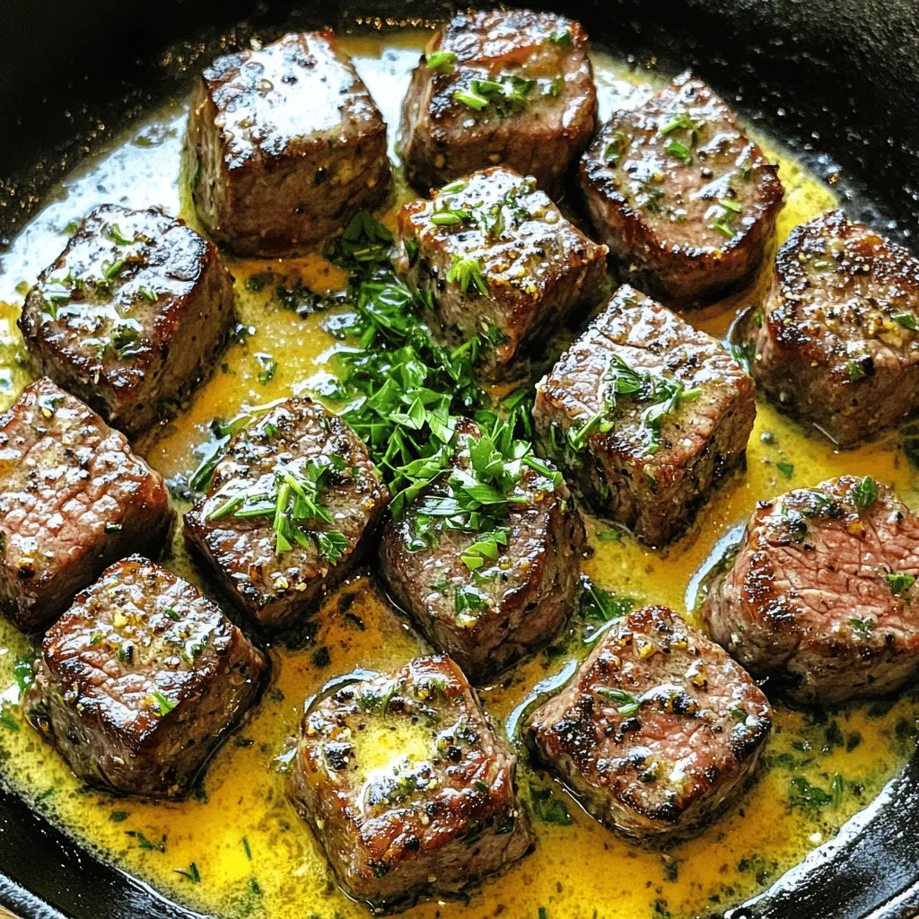 For the best garlic butter steak bites, you need fresh and simple ingredients. Here’s a list: