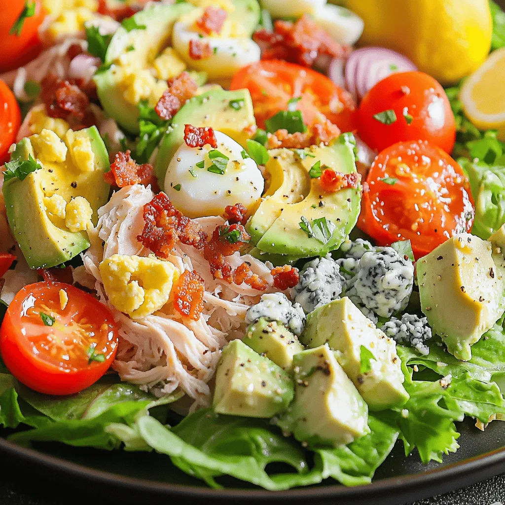A Classic Cobb Salad shines with its fresh ingredients. You need crisp romaine lettuce to form the base. This lettuce gives crunch and a bright green color. Next, add cooked chicken breast. This protein keeps the salad filling. Shredded chicken works best for mixing.