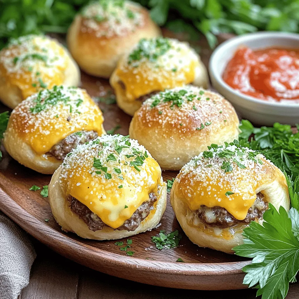To make garlic parmesan cheeseburger bombs, you need simple, tasty ingredients. Here’s a breakdown of what you require: