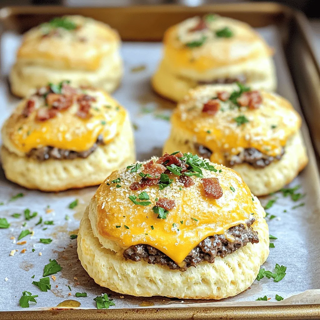 Garlic parmesan bacon cheeseburger bombs are a fun twist on the classic cheeseburger. They combine beef, cheese, and bacon inside flaky biscuit dough. You get a burst of flavor in every bite. These tasty treats are perfect for parties or family dinners.