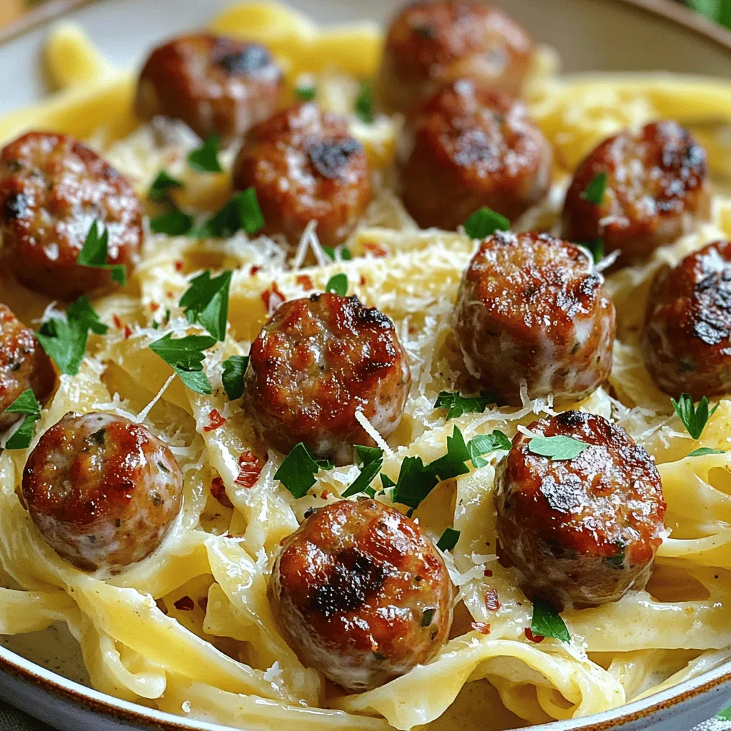 The key to great Garlic Butter Sausage Bites with Creamy Parmesan Pasta lies in its ingredients. Each one adds flavor and texture to the dish.