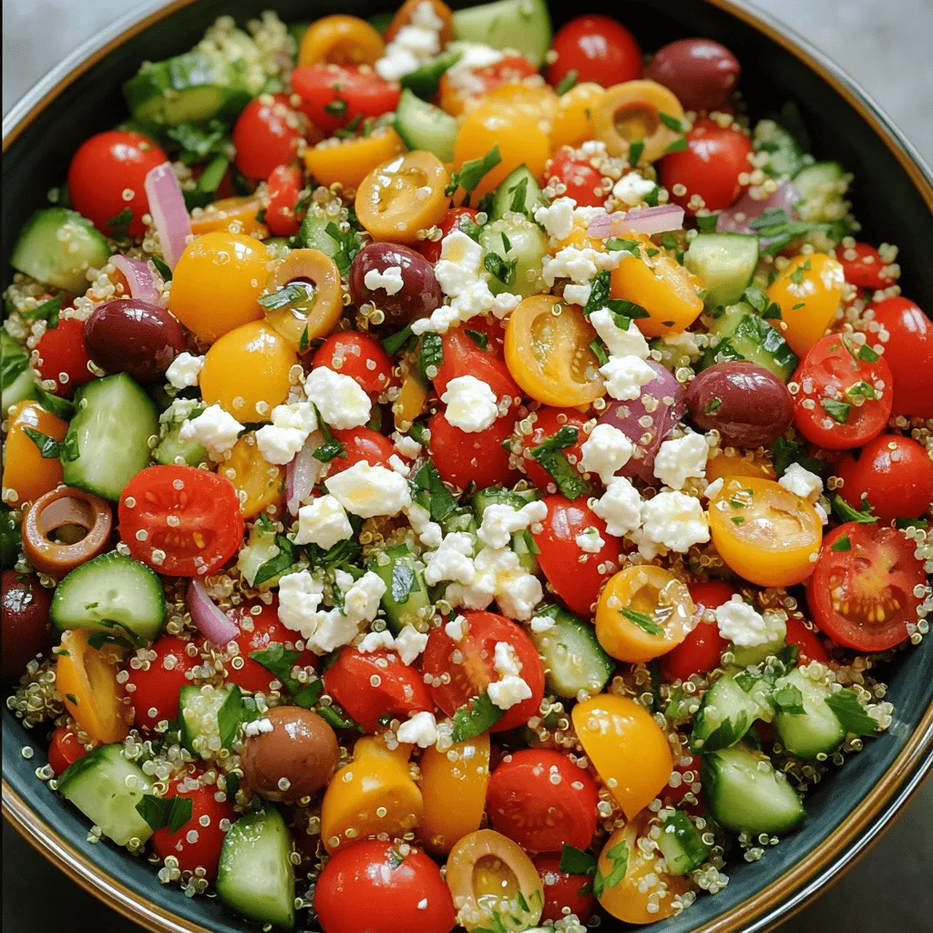 To make a Greek Quinoa Chopped Salad, you need fresh, vibrant ingredients. Each one adds a unique taste and nutrition.