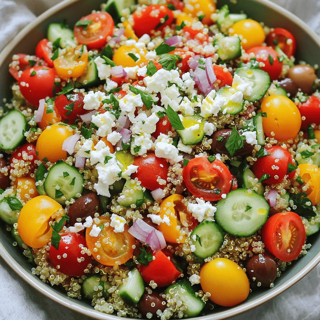 To make a Greek Quinoa Chopped Salad, you need fresh, vibrant ingredients. Each one adds a unique taste and nutrition.