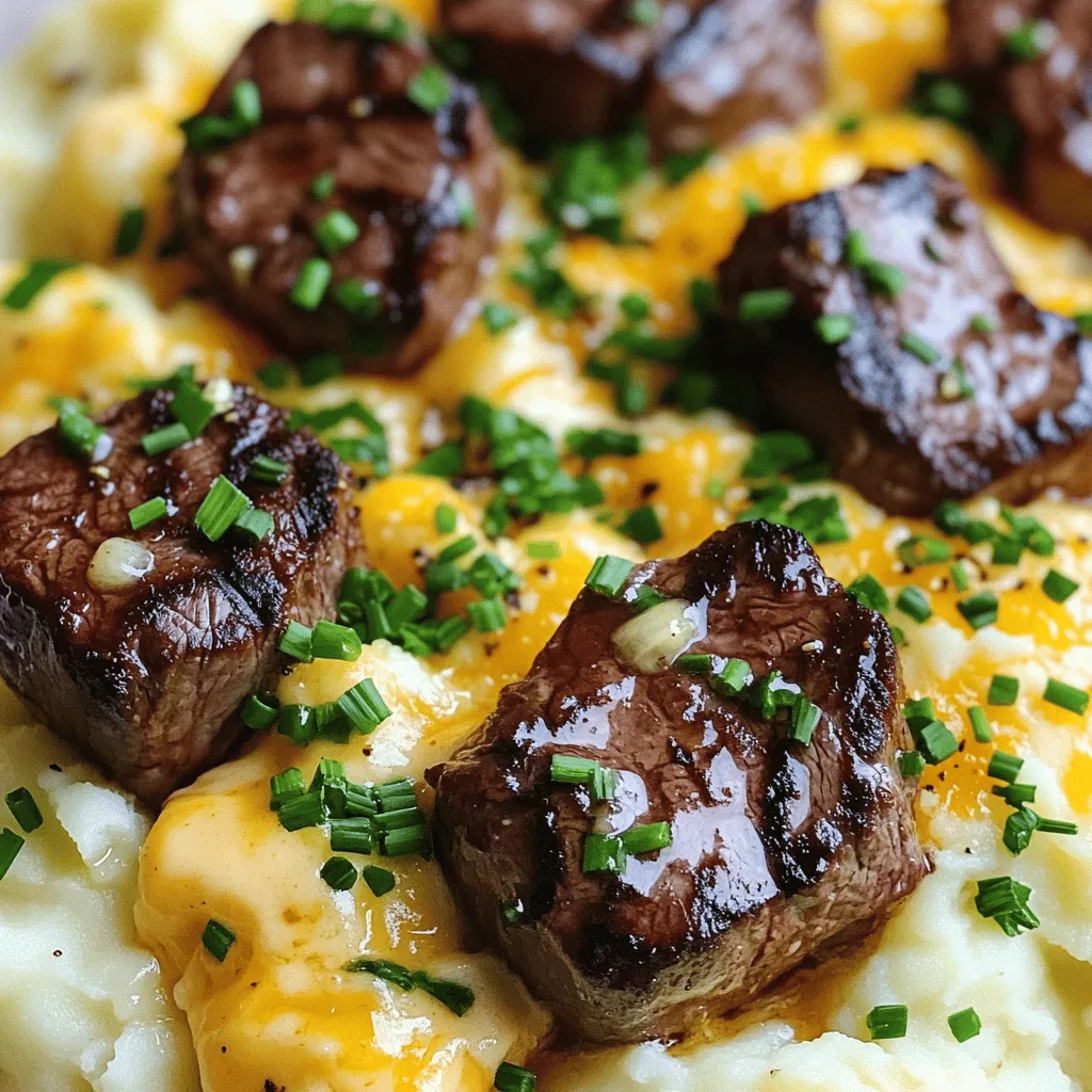 Garlic butter steak bites and cheesy smashed potatoes bring joy to any meal. They are simple to make and full of flavor. These dishes work well together. Each bite bursts with taste, making them a perfect pair.