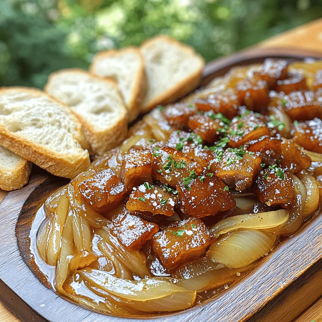 Savory beer-infused onions and crispy salted pork create a perfect dish. Let me break down the key ingredients.