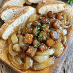 Savory beer-infused onions and crispy salted pork create a perfect dish. Let me break down the key ingredients.