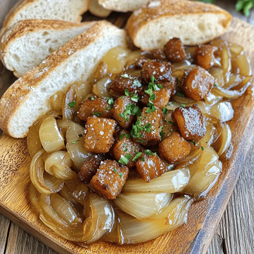 Savory beer-infused onions and crispy salted pork create a perfect dish. Let me break down the key ingredients.