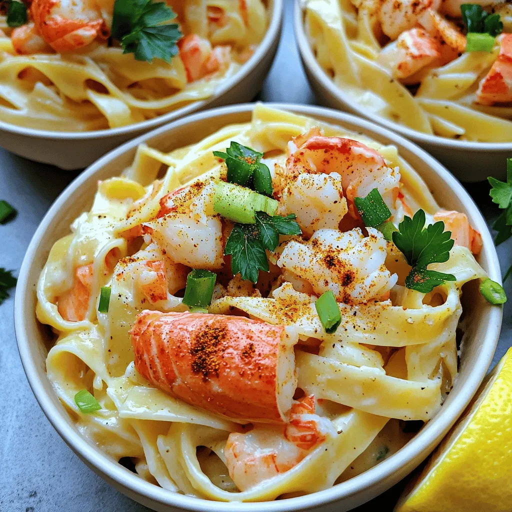 The best Cajun seafood pasta recipe starts with fresh seafood. You need lobster, crab, and salmon.