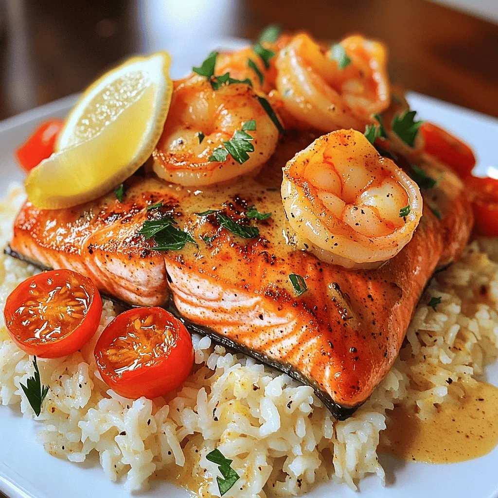 To make a Cajun salmon and shrimp dish, gather these key ingredients. You need two salmon fillets, each weighing six ounces. Next, get one pound of large shrimp, peeled and deveined. The heart of this dish is the spicy Cajun seasoning, which you can make or buy. You will also need four tablespoons of unsalted butter and four cloves of minced garlic. A tablespoon of fresh lemon juice adds a nice zing. Don’t forget salt and pepper, to taste. For garnish, fresh parsley works wonders. Cherry tomatoes, halved, add color and flavor. Finally, you will want cooked rice or quinoa for serving.