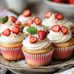 - 1 ½ cups all-purpose flour - 1 cup granulated sugar - ½ cup unsalted butter, softened - 2 large eggs - 1 teaspoon vanilla extract - ½ cup buttermilk - 1 teaspoon baking powder - ½ teaspoon baking soda - ¼ teaspoon salt - 1 cup fresh strawberries, pureed - 1 cup fresh strawberries, diced (for topping) - 1 cup whipped cream cheese frosting (store-bought or homemade)