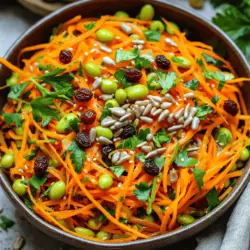 To create a vibrant shredded carrot salad, gather these fresh ingredients: