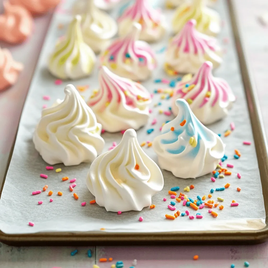To make easy meringue cookies, gather simple ingredients. You need three large egg whites, cream of tartar, granulated sugar, vanilla extract, Jello powder, and a pinch of salt. Optionally, you can add sprinkles for fun decoration. Using Jello adds a burst of flavor and color to the cookies.