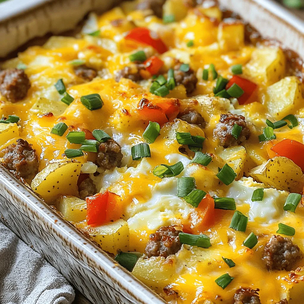 Gather your ingredients before starting. It makes cooking smoother and more fun. Here’s what you need for a tasty Sausage and Egg Breakfast Casserole: