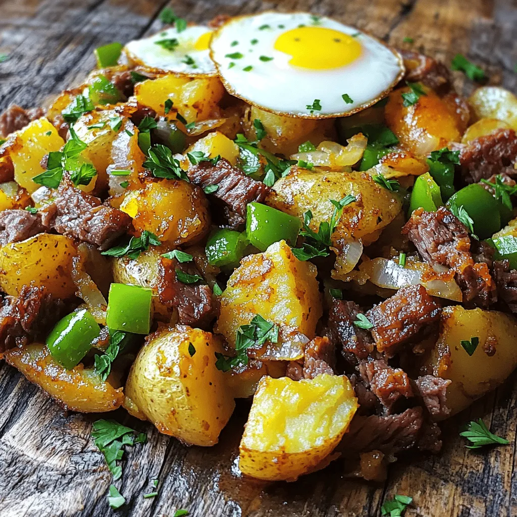 - Cooked corned beef: Use 2 cups, diced. This is the star of your dish. - Potatoes: Use 2 medium potatoes. Peel and dice them for better texture. - Essential vegetables and spices: - 1 large onion, finely chopped - 1 green bell pepper, diced - 2 cloves garlic, minced - 1 teaspoon smoked paprika - 1 teaspoon black pepper - ½ teaspoon salt (or to taste) - 2 tablespoons olive oil