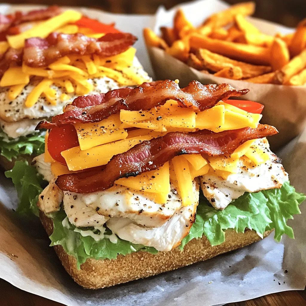 For the Easy Chicken Bacon Ranch Sandwich Delight, gather the following items: - 2 boneless, skinless chicken breasts - 4 slices of crispy bacon - 1/2 cup ranch dressing - 1 cup shredded lettuce - 1 large tomato, sliced - 1/2 cup shredded cheddar cheese - 4 whole-grain sandwich rolls - Salt and pepper to taste - Olive oil for cooking