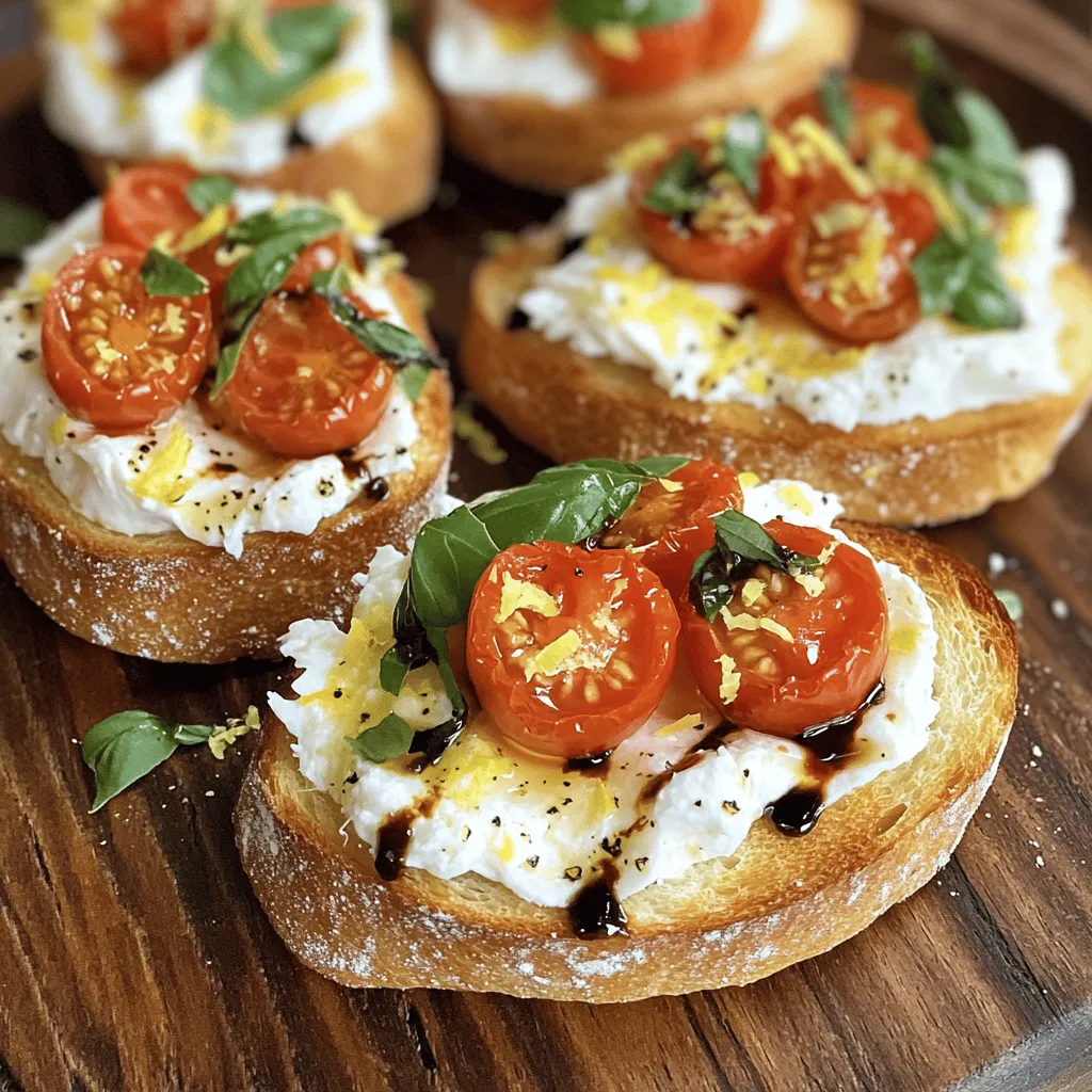 To make burrata bruschetta, you need some key ingredients. Here’s the list: - 1 large ball of burrata cheese - 1 French baguette, sliced into 1/2-inch thick pieces - 1 cup cherry tomatoes, halved - 1/4 cup fresh basil leaves, chopped - 2 tablespoons extra-virgin olive oil - 1 tablespoon balsamic glaze - Salt and pepper to taste - Zest of 1 lemon - 1 garlic clove, halved