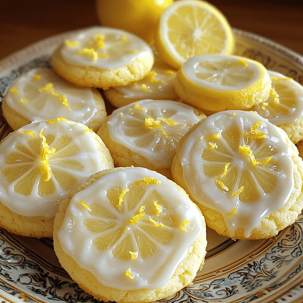 To make these delicious glazed lemon sugar cookies, you need the following key ingredients: - 2 ½ cups all-purpose flour - 1 teaspoon baking powder - ½ teaspoon baking soda - ½ teaspoon salt - 1 cup unsalted butter, softened - 1 cup granulated sugar - 2 large eggs - Zest of 1 lemon - 2 tablespoons fresh lemon juice - 1 teaspoon vanilla extract These ingredients create a soft, flavorful cookie with a bright lemon taste. While the essential ingredients are a must, you can add a few optional ingredients to enhance the flavor: - A pinch of lemon zest for extra zing - A splash of almond extract for a nutty flavor - A sprinkle of coarse sea salt on top of the glaze These options can give your cookies a unique twist. If you have dietary needs or allergies, you can easily swap some ingredients: - Substitute all-purpose flour with gluten-free flour for a gluten-free version. - Use coconut oil or vegan butter in place of unsalted butter for a dairy-free option. - Replace granulated sugar with coconut sugar for a lower glycemic index. - Use aquafaba instead of eggs for a vegan alternative. With these substitutions, you can still enjoy these bright cookies without missing out! If you want the full recipe for these cookies, check the section above. 1. Preheat the oven to 350°F (175°C). This helps the cookies bake evenly. 2. Line baking sheets with parchment paper. This prevents sticking and makes cleanup easy. 3. Whisk together the flour, baking powder, baking soda, and salt in a medium bowl. This mix is key for the right texture. 4. Cream the butter and sugar in a large bowl. Use a mixer for 3-4 minutes until light and fluffy. This step adds air and gives cookies a nice rise. 5. Beat in the eggs, lemon zest, lemon juice, and vanilla. Mix well until everything is combined. This adds great flavor. 6. Gradually add the dry ingredients to the wet mix. Mix until just combined to avoid tough cookies. 7. Scoop the dough using a cookie scoop or tablespoon. Place rounded balls onto the lined baking sheets, spacing them about 2 inches apart. This gives them room to spread. 8. Bake in the oven for 10-12 minutes. Watch for lightly golden edges. The centers may look a bit underbaked, but they'll firm up as they cool. 9. Let the cookies cool on the sheet for 5 minutes. Then, transfer them to a wire rack to cool completely. 10. Prepare the glaze while the cookies cool. In a medium bowl, mix powdered sugar, lemon juice, milk, and a pinch of salt. Whisk until smooth and glossy. 11. Drizzle the glaze over the cooled cookies using a fork or spoon. This adds a sweet, zesty finish. 12. Allow the glaze to set for about 30 minutes before serving. This makes each cookie look extra special. For the complete recipe, check out the [Full Recipe]. Enjoy your delightful and zesty treats! For soft and chewy cookies, do not overmix the dough. Overmixing can lead to tough cookies. Make sure to cream the butter and sugar until fluffy. This step adds air, which helps your cookies rise. Use room temperature butter for best results. If your kitchen is warm, chill the dough for 30 minutes. This helps prevent spreading. To boost the lemon flavor, add more zest. Use the zest of two lemons instead of one. You can also mix in a bit of lemon extract for extra zing. For a twist, try adding chopped nuts or dried fruit. A hint of lavender can add a floral touch. Pair these cookies with fresh berries for a nice contrast. A few mistakes can ruin your cookies. Make sure your oven is at the right temperature. An oven thermometer can help. Do not skip the parchment paper; it prevents sticking. If you forget the glaze, your cookies will still be tasty but less special. Follow the Full Recipe for the best results. {{image_2}} If you want a healthier twist, try using coconut oil instead of butter. It adds a nice flavor. You can also use a sugar substitute like monk fruit or stevia. This helps cut down on calories. For a gluten-free version, swap regular flour for almond or oat flour. Just make sure to check your flour's baking properties. Want to change it up? Try adding different citrus zest, like lime or orange. Each will give a unique taste. You can also mix in spices like cardamom or ginger for a warm touch. If you love berries, fold in some fresh blueberries or raspberries for a fruity surprise. Get creative with your cookies! Try adding chopped nuts, like walnuts or pistachios, for crunch. You can also mix in white or dark chocolate chips for extra sweetness. If you like a tangy flavor, consider adding dried cranberries. They pair well with the lemon. These add-ins make each bite more exciting! For the full recipe, check out the complete guide for making these delightful cookies. To keep your glazed lemon sugar cookies fresh, store them in an airtight container. Make sure the cookies are fully cooled before sealing them. Place parchment paper between layers to avoid sticking. Store them at room temperature for the best taste and texture. Avoid putting them in direct sunlight or near heat sources. You can freeze these cookies for later enjoyment. First, let them cool completely. Then, place them in a single layer on a baking sheet and freeze for about an hour. Once frozen, transfer them to a freezer-safe bag or container. They can last up to three months in the freezer. You can glaze them after thawing, which helps keep the glaze fresh. When stored properly, these cookies last about one week at room temperature. If you freeze them, they can last much longer. Just remember to thaw them slowly in the fridge or at room temperature. The longer they sit, the less fresh they will taste, so enjoy them while they are still zesty and delightful! For the complete recipe, check out the Full Recipe. Store your glazed lemon sugar cookies in an airtight container. This keeps them fresh. Place parchment paper between layers to avoid sticking. They stay good at room temperature for about a week. If you want them to last longer, keep them in the fridge. Just let them sit at room temp for a bit before eating. Yes, you can make these cookies gluten-free. Use a gluten-free flour blend instead of all-purpose flour. Look for blends that include xanthan gum. This helps mimic the texture of regular flour. Follow the same steps in the recipe, and you’ll have tasty gluten-free cookies. To boost the lemon flavor, use extra lemon zest. You can add up to two tablespoons without changing the dough. Adding a bit more lemon juice to the glaze also works well. For a fun twist, try using lemon extract for an even stronger taste. If your cookies spread too much, check your butter. It should be softened, not melted. Use cold dough and chill it for 30 minutes before baking. This helps the cookies hold their shape. Also, make sure your oven temperature is correct. An oven thermometer can help with this. To make a thicker glaze, add more powdered sugar. Start with a tablespoon at a time until you reach your desired thickness. You can also reduce the lemon juice. A thicker glaze helps create a nice, shiny finish on your cookies. Drizzle it on for a beautiful look. For the full recipe, visit the recipe section. You learned about the key ingredients and steps to make glazed lemon sugar cookies. We explored essential and optional items, with tips on substitutions. You also got a clear guide on preparing, baking, and glazing your cookies. I shared my best tips for texture and flavor. Plus, we discussed fun variations and smart storage methods. In the end, making these cookies can be easy and fun. Enjoy your baking adventure!