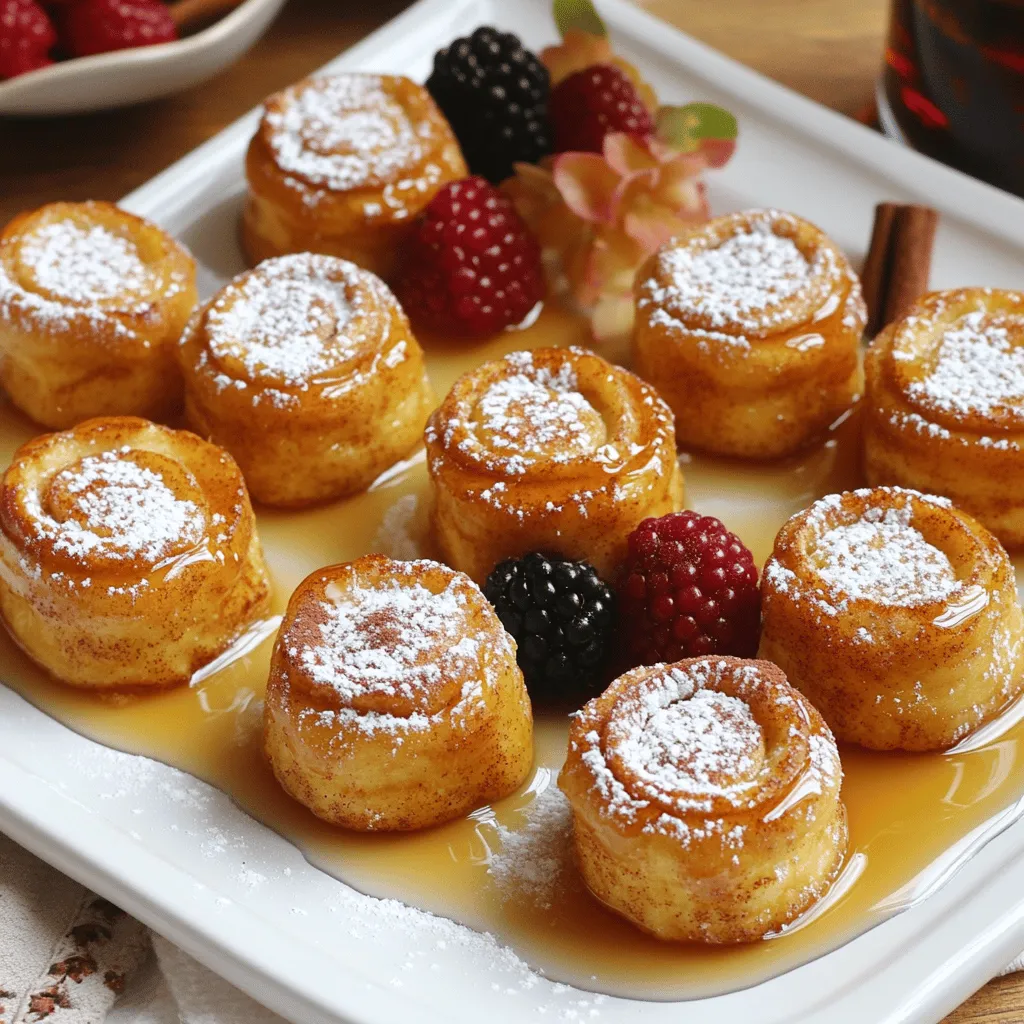 To make delicious Cinnamon Roll French Toast Bites, you need a few simple ingredients. First, grab one can of refrigerated cinnamon rolls, like Pillsbury. This is the base of your bites. Then, you will need three large eggs. They help bind the mixture. You also need 1/3 cup of milk for creaminess.