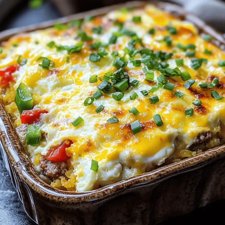 This casserole is a warm hug on a plate. It combines sausage, eggs, and cheese for a tasty start. You can use mild or spicy sausage, depending on your taste. Cooking the sausage until it is browned adds a great depth of flavor.