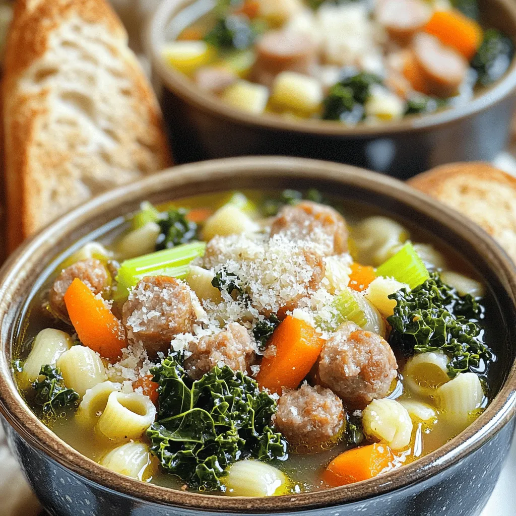 To make a great sausage soup, you need a few key ingredients. The star of the dish is, of course, the sausage. I like using Italian sausage because it brings a lot of flavor. You can choose mild or spicy based on your taste.
