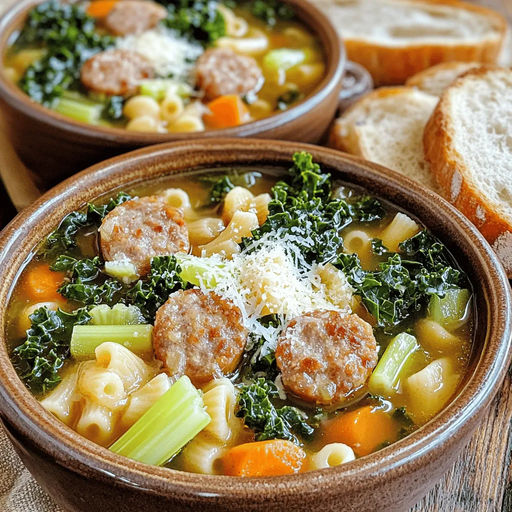 To make a great sausage soup, you need a few key ingredients. The star of the dish is, of course, the sausage. I like using Italian sausage because it brings a lot of flavor. You can choose mild or spicy based on your taste.