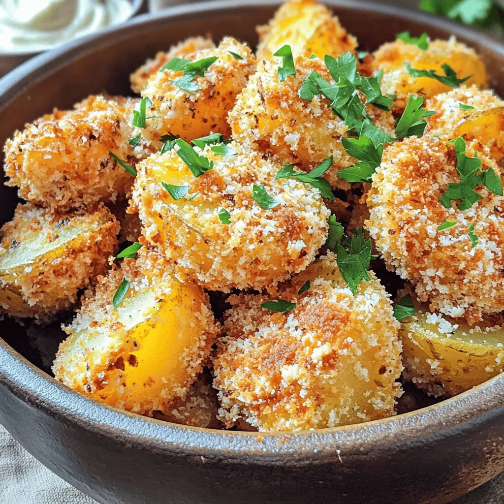What makes Parmesan crusted potatoes so tasty? The mix of crispy cheese and soft potato creates a great contrast. Each bite gives you a crunch and a rich flavor. You get the salty taste of Parmesan and a hint of garlic. This dish is perfect as a side or a snack.
