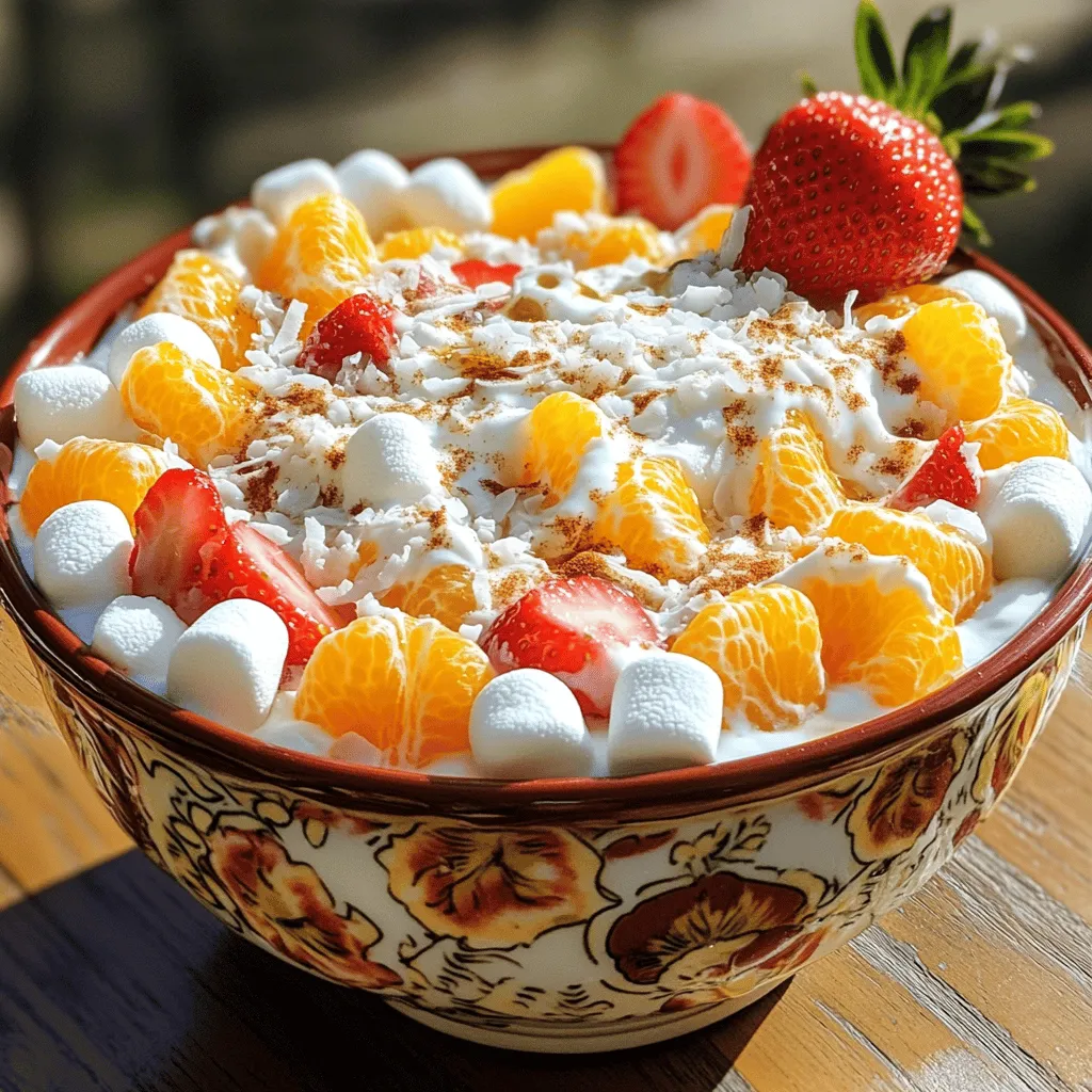 To make Ambrosia Salad, you need these key ingredients: