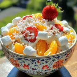 To make Ambrosia Salad, you need these key ingredients: