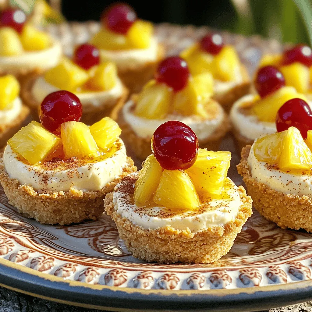 To make these tasty pineapple upside-down cheesecake bites, gather these ingredients:
