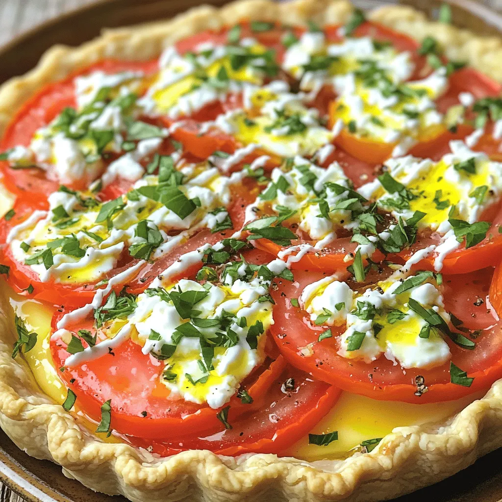 The stars of this dish are the tomatoes. I love using large, ripe tomatoes. Varieties like beefsteak or heirloom offer great flavor. They are juicy and sweet. If you can, pick them fresh from the garden. This adds a special taste to your pie.