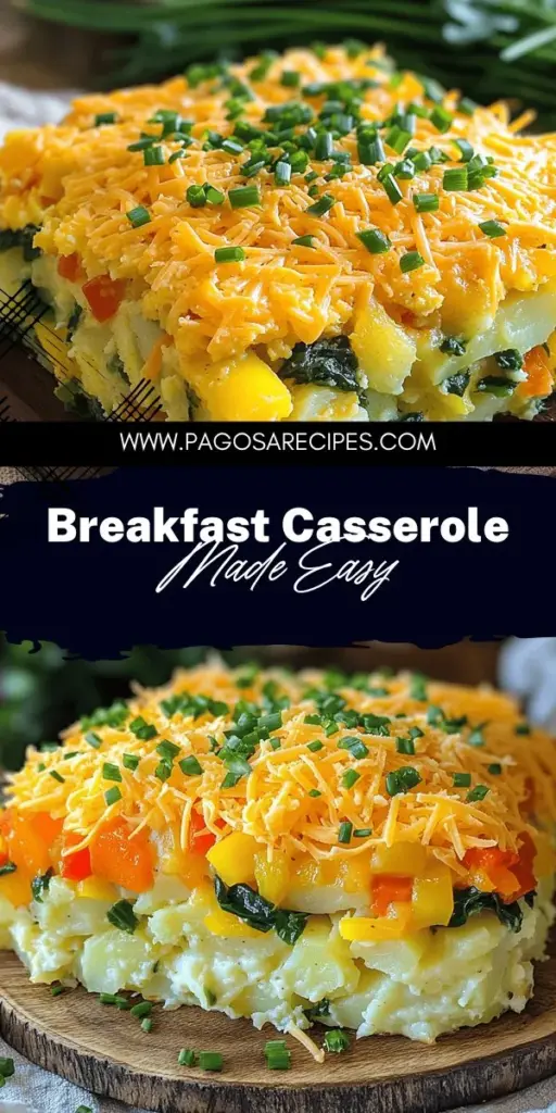 Start your day right with this Easy Breakfast Casserole, perfect for busy mornings! With simple ingredients like eggs, cheese, and your favorite veggies, you can whip up a tasty dish everyone will love. Follow our step-by-step guide to make breakfast easy and delicious. Customize it to your taste and store leftovers for later. Click through to explore the full recipe and elevate your morning meals today!