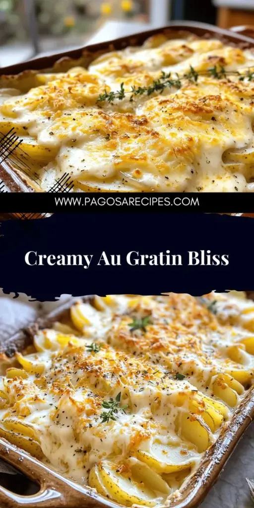 Indulge in the deliciousness of Au Gratin Potatoes, a rich and creamy comfort dish that's perfect for any occasion. This classic recipe features layers of tender Yukon Gold potatoes drenched in a luscious cream sauce and topped with gooey cheese. With simple steps and tasty variations, you'll impress everyone at the dinner table. Click through to discover the full recipe and bring warmth and flavor to your next meal!