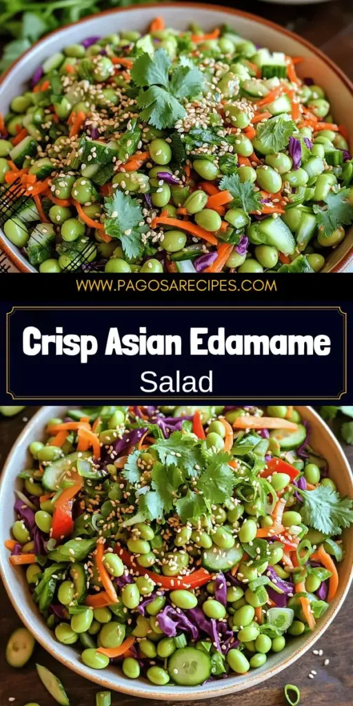 Craving a light and refreshing meal? Discover the ultimate Asian Edamame Salad bursting with vibrant flavors and crisp veggies! This delicious salad combines shelled edamame, colorful produce, and a zesty dressing that's easy to whip up and perfect for meal prep. Perfectly healthy and satisfying, it's a dish you'll want to make again and again. Click through to explore the full recipe and elevate your salad game today!