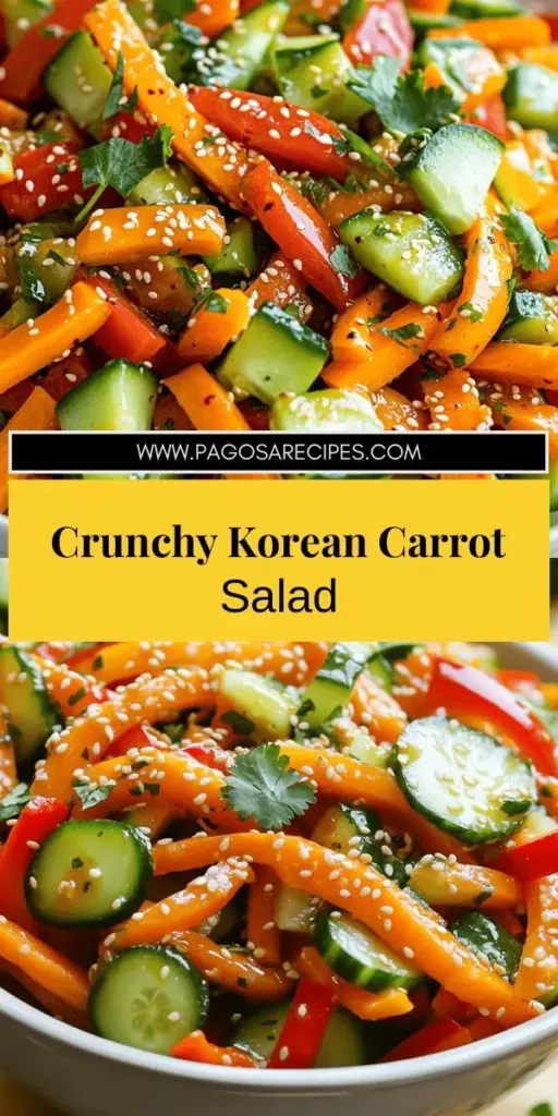 Discover the vibrant flavors of Korean carrot salad with this easy recipe guide! Crunchy carrots, fresh cucumbers, and colorful peppers come together in a delicious dressing of sesame oil, soy sauce, and vinegar. Perfect as a side dish or a light meal, this salad is customizable to suit your taste. Click through to explore the full recipe and tips to enhance your culinary adventure with this delightful dish!