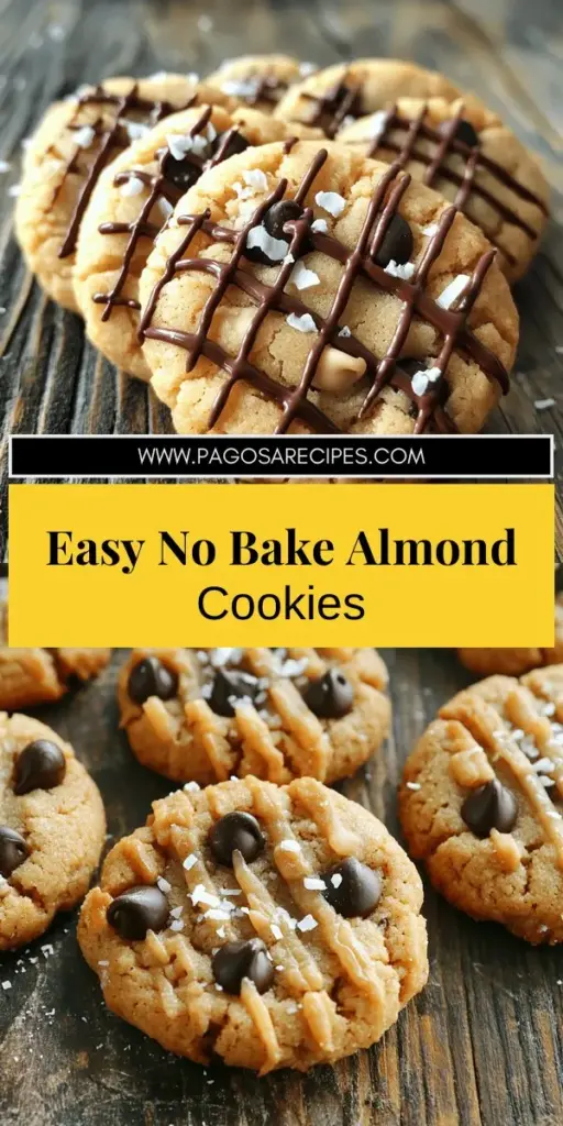 If you're craving a delicious and easy treat, try these No Bake Almond Butter Cookies! Made with simple ingredients like almond butter, honey, and oats, these cookies can be whipped up in minutes without stepping foot in the oven. Perfect for a healthy snack, they are quick to prepare and wonderfully satisfying, especially with the addition of dark chocolate chips. Click through to discover the full recipe and start enjoying this tasty treat today!