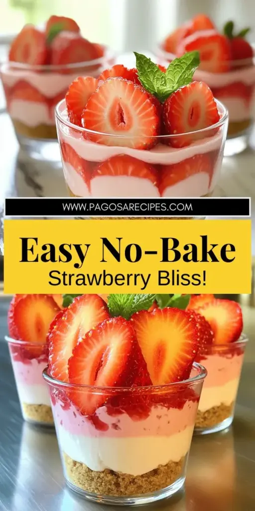 Satisfy your sweet cravings with these easy No-Bake Strawberry Cheesecakes! Perfect for any gathering, this delightful recipe combines simple ingredients for a creamy, delicious treat without the oven. Follow step-by-step instructions to create a stunning dessert that will impress your friends and family. Ready to whip up something special? Click through to explore the full recipe and make your no-bake cheesecakes today!