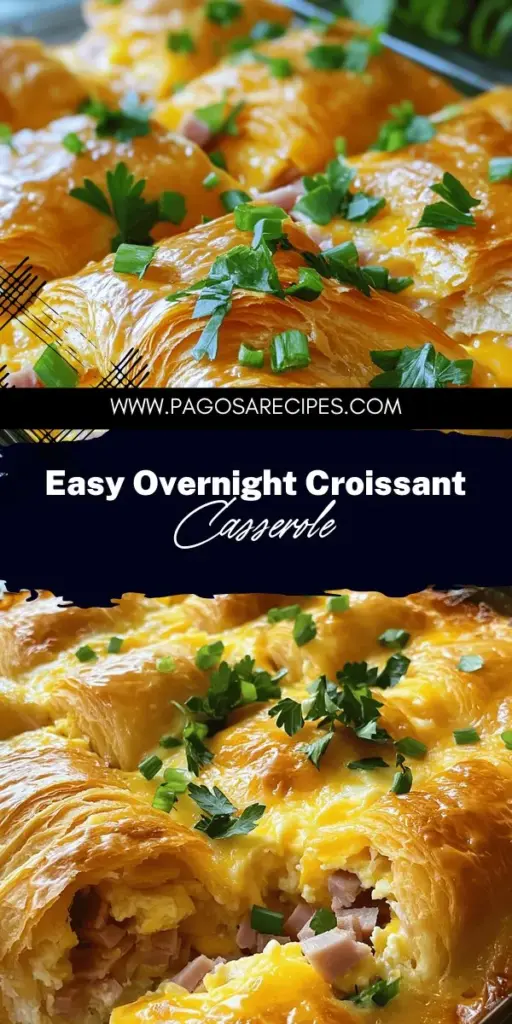 Start your mornings right with this delicious Overnight Croissant Breakfast Casserole! Easy to prepare ahead of time, this recipe combines flaky croissants, creamy cheese, and wholesome eggs into a mouthwatering dish that's perfect for any occasion. Whether it's a busy weekday or a lazy weekend brunch, this casserole is sure to impress. Click through for the full recipe and tips to make your breakfast truly special!