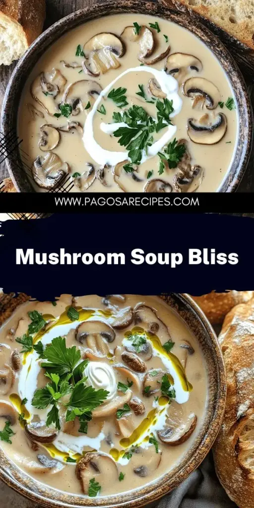 Indulge in the ultimate comfort with this creamy mushroom soup recipe! Bursting with rich flavors from mixed mushrooms, garlic, and a silky touch of cream, it's a delightful dish for any occasion. Discover easy tips and delicious variations to customize your soup, whether you prefer vegan, gluten-free, or extra creamy. Ready to warm your soul? Click through for the full recipe and start creating your delicious creamy mushroom soup today!