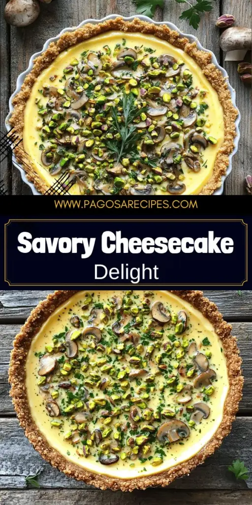 Elevate your dessert game with this Pistachio and Mushroom Cheesecake with Feta Crust! This unique cheesecake features a creamy blend of cheeses, earthy mushrooms, and crunchy pistachios, all nestled in a flavorful feta crust. Perfect for any gathering, this recipe will impress your guests and tantalize your taste buds. Dive into the detailed instructions and tips to create this delightful dish that stands out. Click through to explore the full recipe!